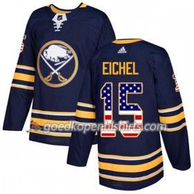 Buffalo Sabres Jack Eichel 15 Adidas 2017-2018 Navy Blauw USA Flag Fashion Authentic Shirt - Mannen